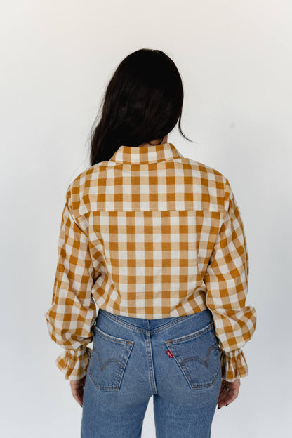 TH75  BROWN GINGHAM RUFFLE TOP (7 Piece)