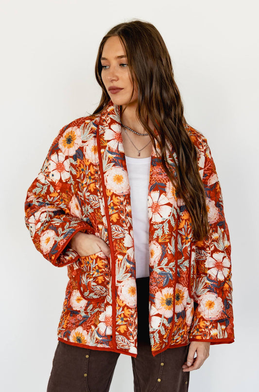 TH1070 RUST VINTAGE POPPIE QUITTED JACKET (1 Piece)