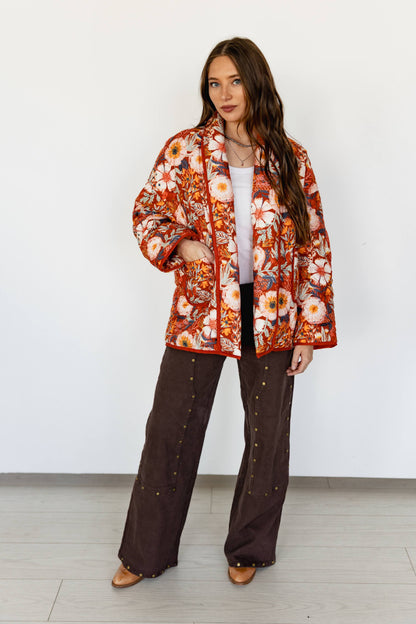 TH1070 RUST VINTAGE POPPIE QUITTED JACKET (1 Piece)
