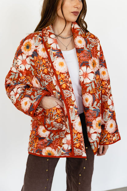 TH1070 RUST VINTAGE POPPIE QUITTED JACKET (1 Piece)