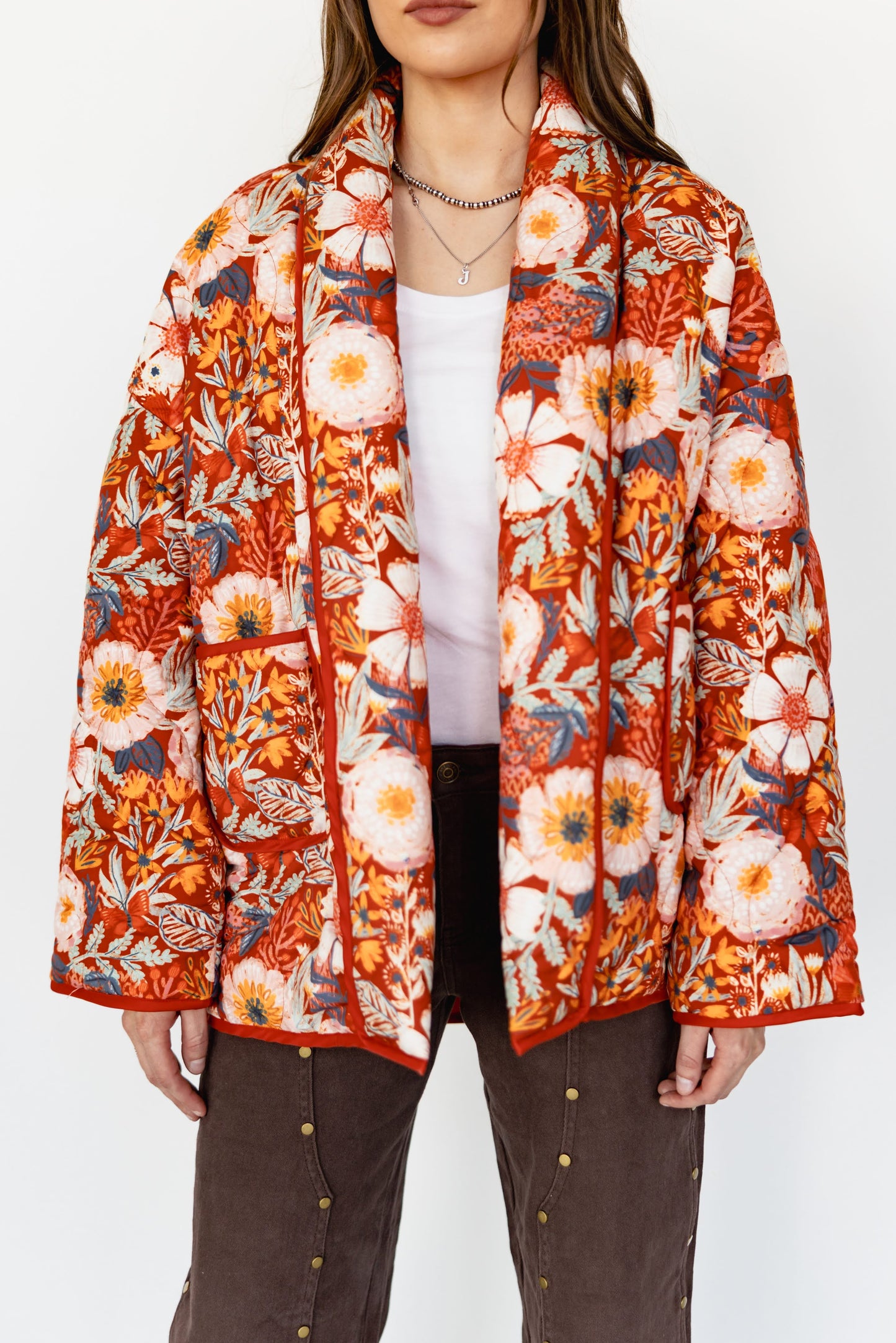 TH1070 RUST VINTAGE POPPIE QUITTED JACKET (7 Piece)