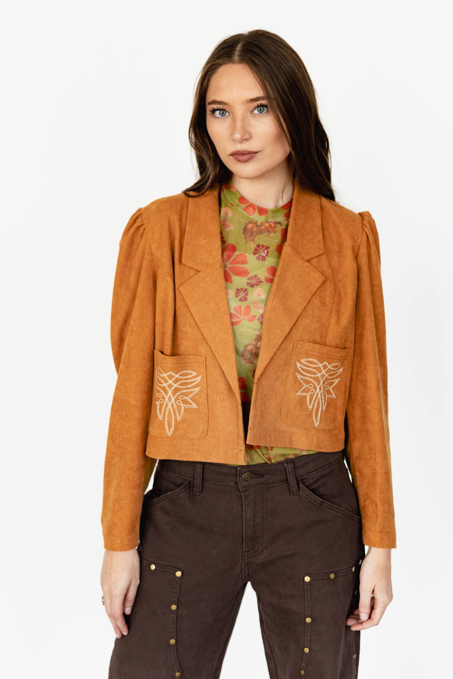 TH1205 BROWN CORDUROY STITCH BLAZER (7 Piece)