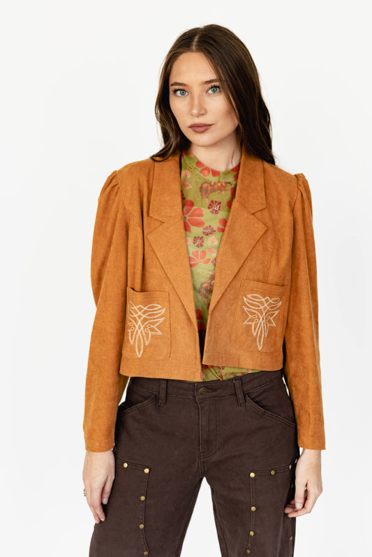 TH1205 BROWN CORDUROY STITCH BLAZER (7 Piece)
