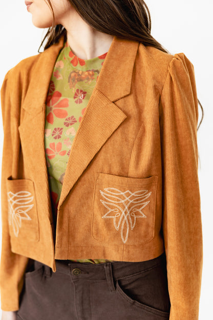 TH1205 BROWN CORDUROY STITCH BLAZER (7 Piece)