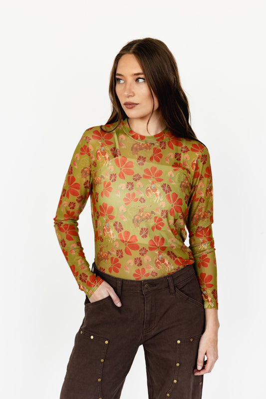 TH1221 S247 OLIVE COWBOY MESH TOP (1 Piece)