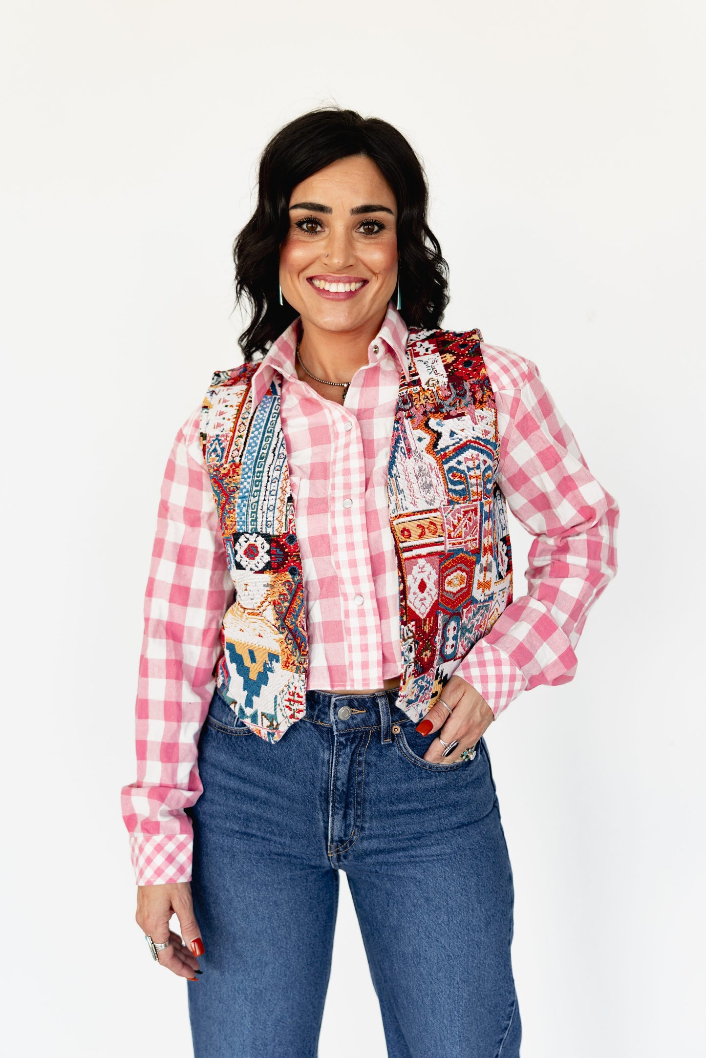 TH9810 27F AZTEC BLUE WEAVED VEST (7 Piece)