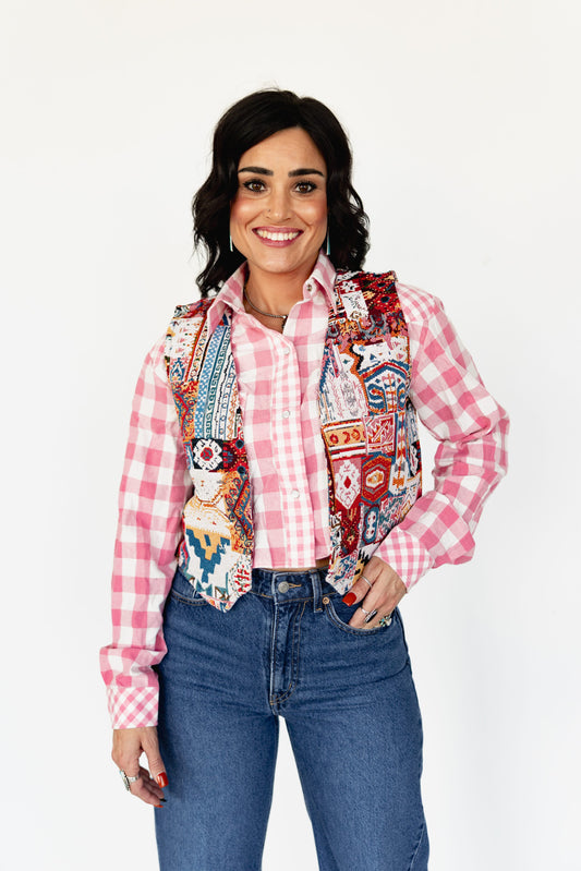 TH9810 27F AZTEC BLUE WEAVED VEST (7 Piece)