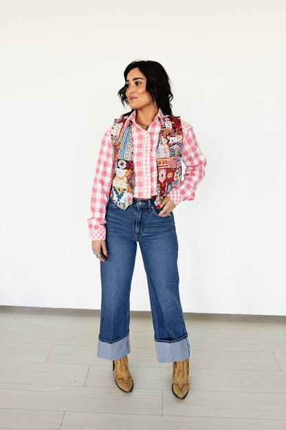 TH9810 27F AZTEC BLUE WEAVED VEST (7 Piece)