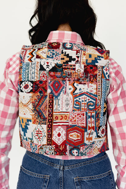 TH9810 27F AZTEC BLUE WEAVED VEST (7 Piece)