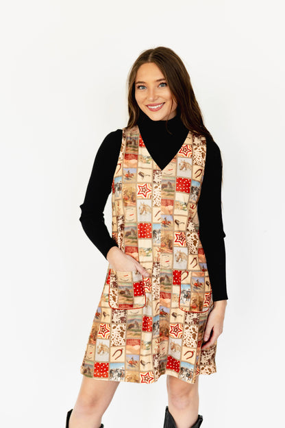 TH1407 BROWN WESTERN SQUARE DRESS (7 Piece)