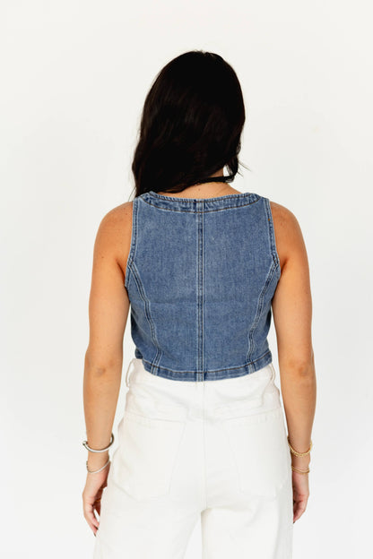TH8301 ZIPPER DENIM VEST (1 Pieces)