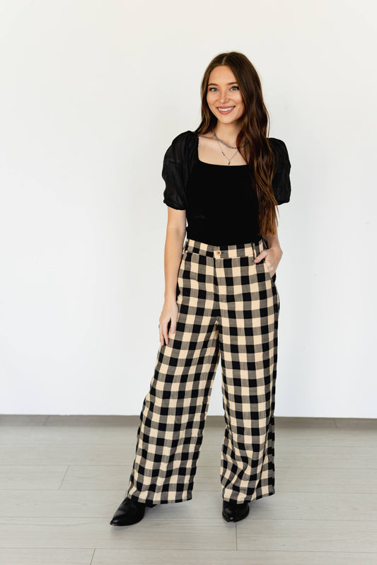 TH8001 BLACK TAN GINGHAM PANT(7 Piece)