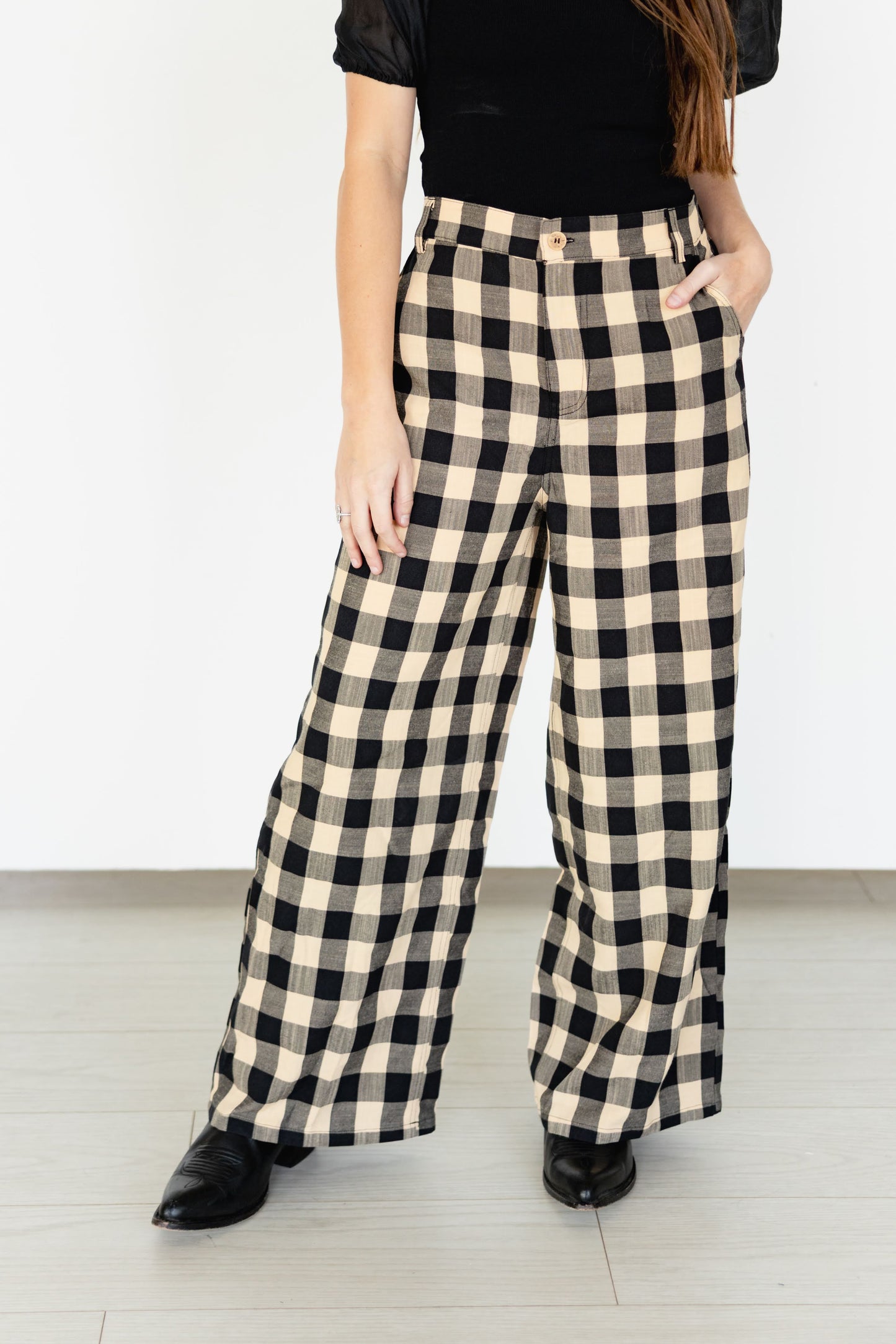 TH8001 BLACK TAN GINGHAM PANT(7 Piece)