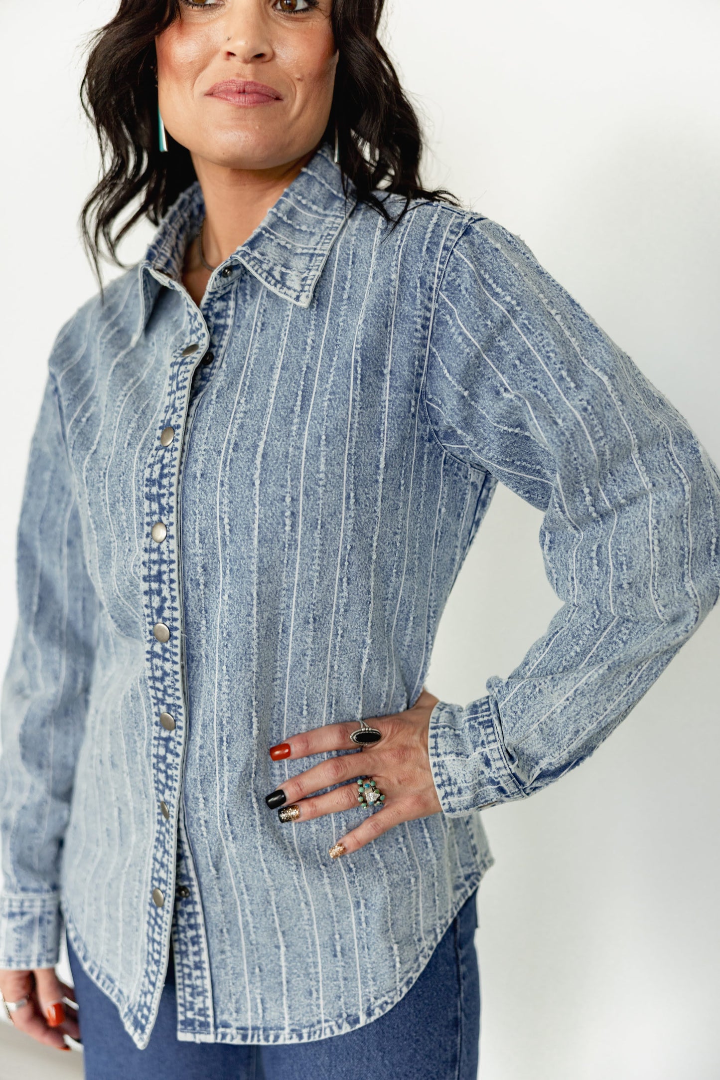 TH906 LIGHT DENIM STRIPE SHACKET (7 Piece)