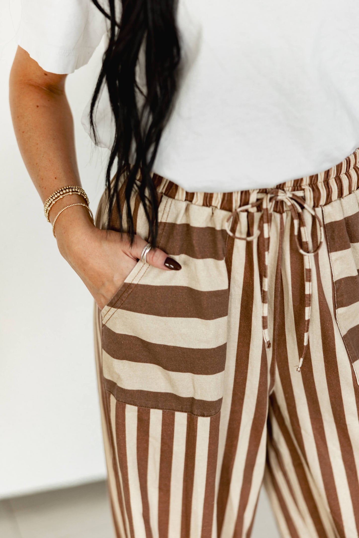 TH2109 BROWN /TAN  STRIPE PANT(7 Piece)