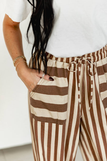 TH2109 BROWN /TAN  STRIPE PANT(7 Piece)