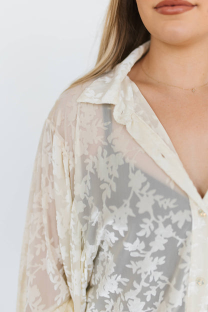 TH23 9 IVORY VELVET DROP SLEEVE BLOUSE(7 Piece)