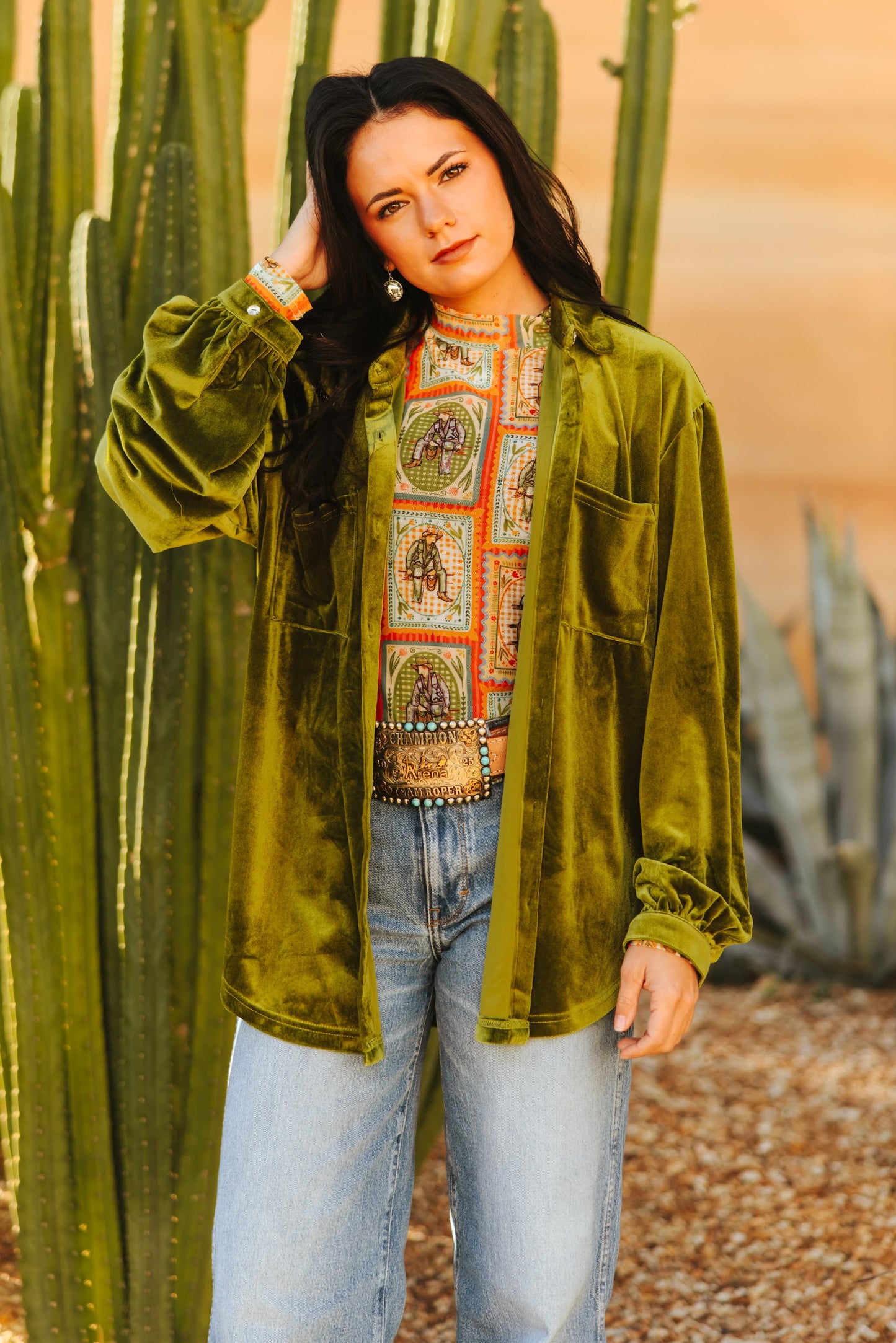 TH2780 S305 GREEN VELVET TOP (1 Pieces)