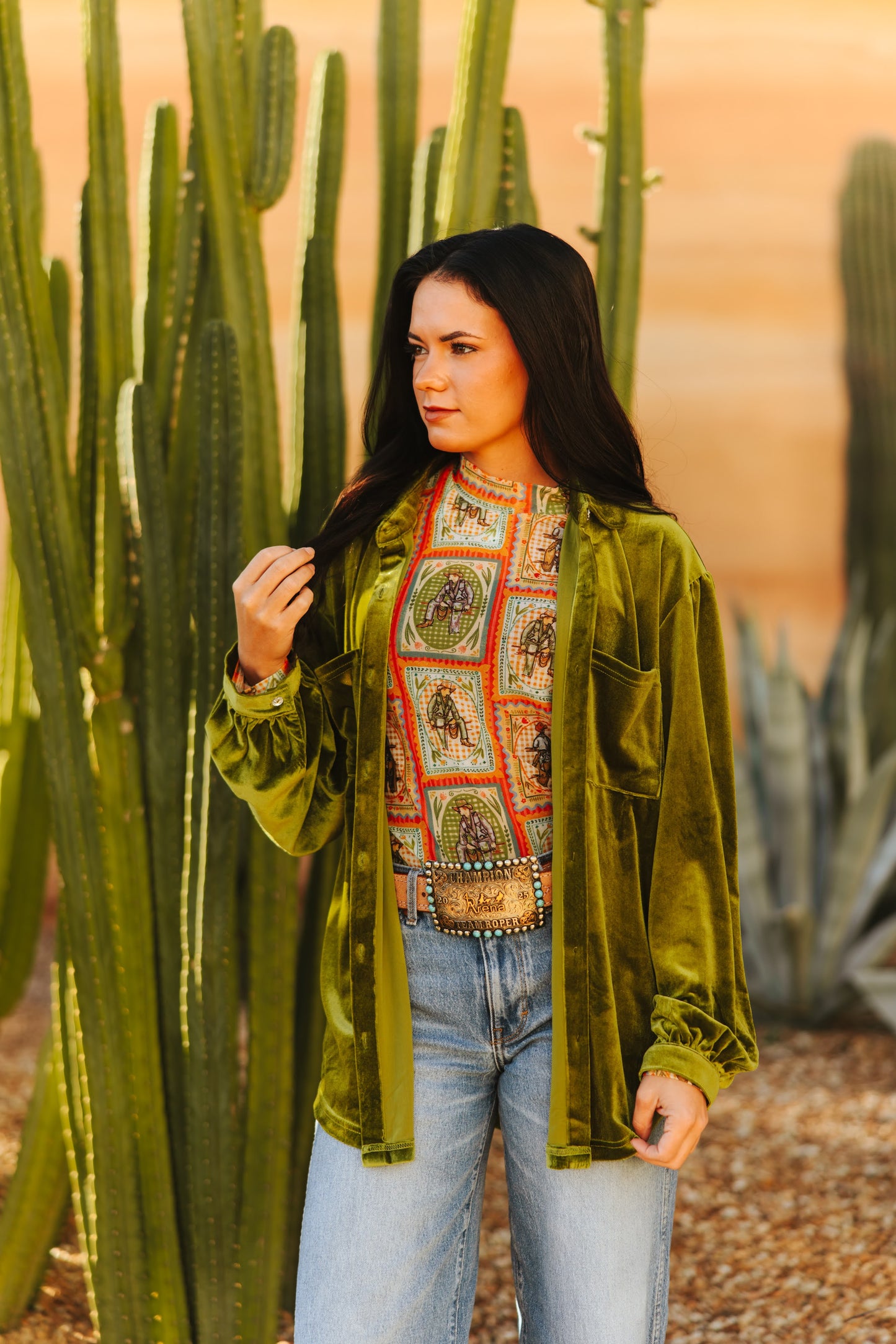 TH2780 S305 GREEN VELVET TOP (1 Pieces)