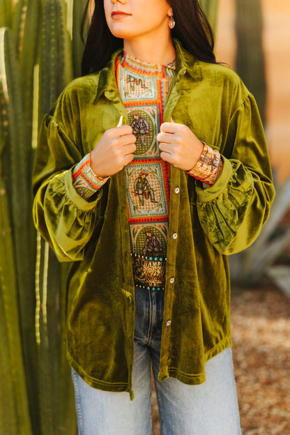 TH2780 S305 GREEN VELVET TOP (1 Pieces)