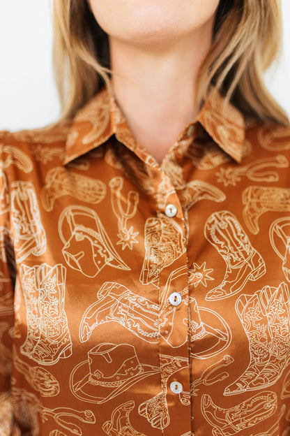 TH11 SATIN BROWN WESTERN THINGS (1  Piece)