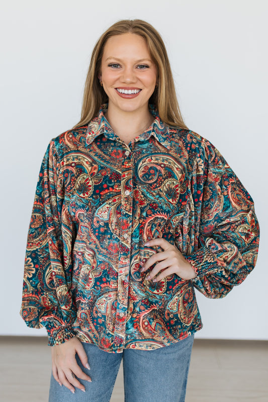 TH23 PAISELY VELVET TOP (7 Piece)