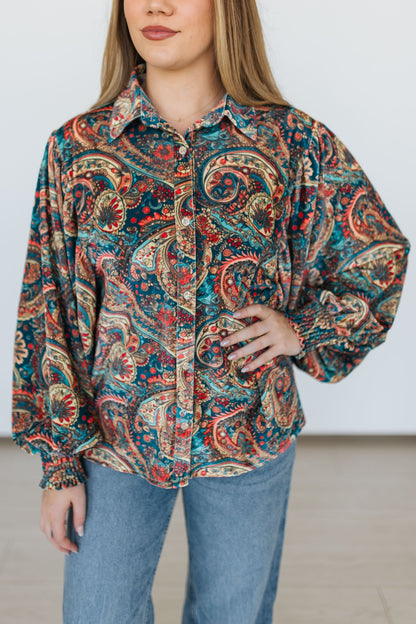 TH23 PAISELY VELVET TOP (7 Piece)