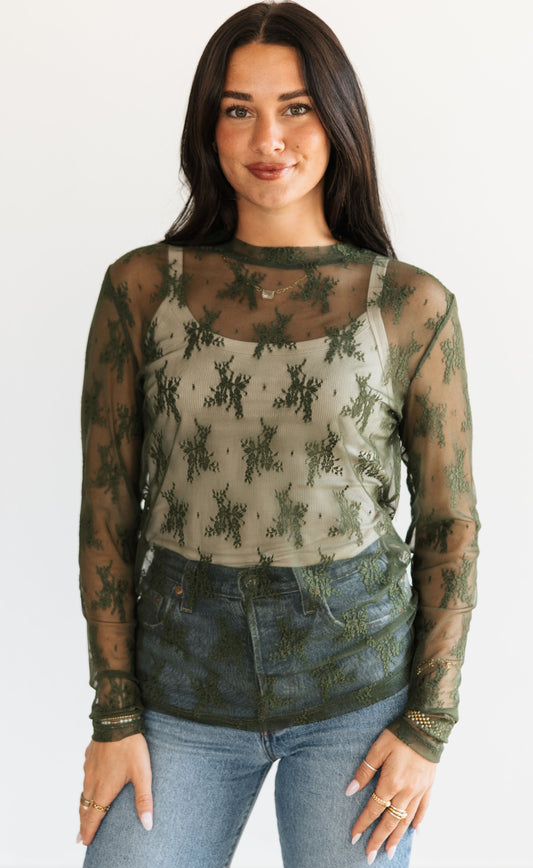 TH1221 S216 LACE TOPS Olive (1 Piece)