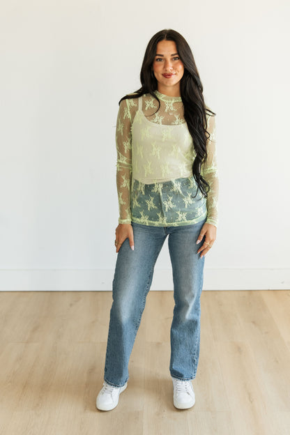 TH1221 S214 LACE TOPS Lime Green (1 Piece)