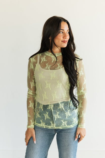 TH1221 S214 LACE TOPS Lime Green (1 Piece)