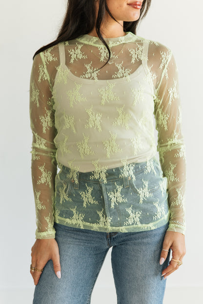 TH1221 S214 LACE TOPS Lime Green (1 Piece)