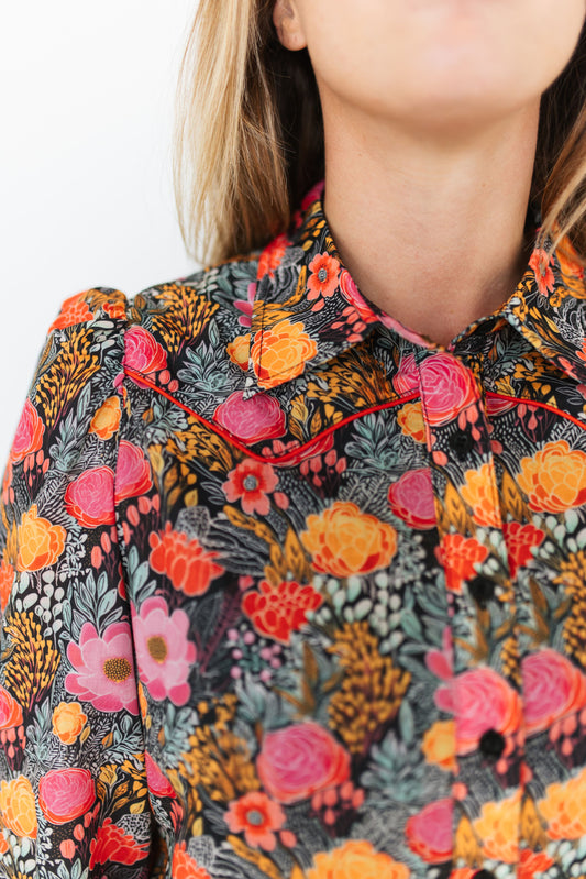 TH2786 PETAL PUNCH YOKE PUFF BLOUSE (7 Piece)