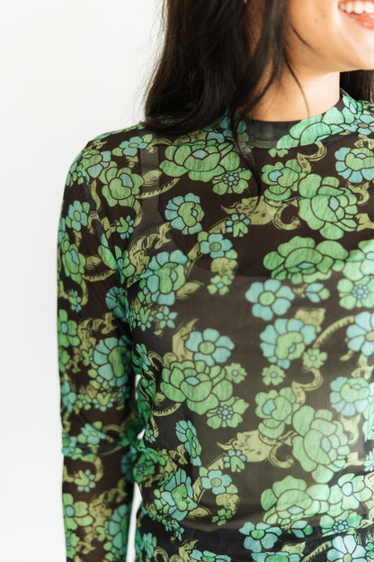 TH1221 GREEN FLORAL  (7 Piece)