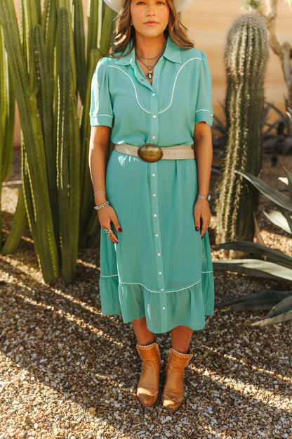 TH2409 PEARL SNAP SOLID TURQ DRESS (7 Piece)