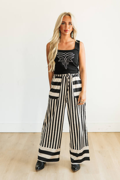 TH2109 BLACK /TAN SATIN STRIPE PANT(7 Pieces)