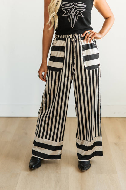 TH2109 BLACK /TAN SATIN STRIPE PANT(7 Pieces)