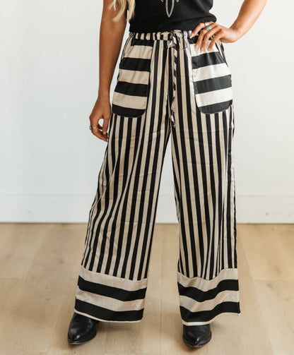 TH2109 BLACK /TAN SATIN STRIPE PANT(7 Pieces)