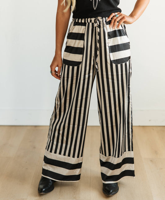 TH2109 BLACK /TAN SATIN STRIPE PANT(7 Pieces)