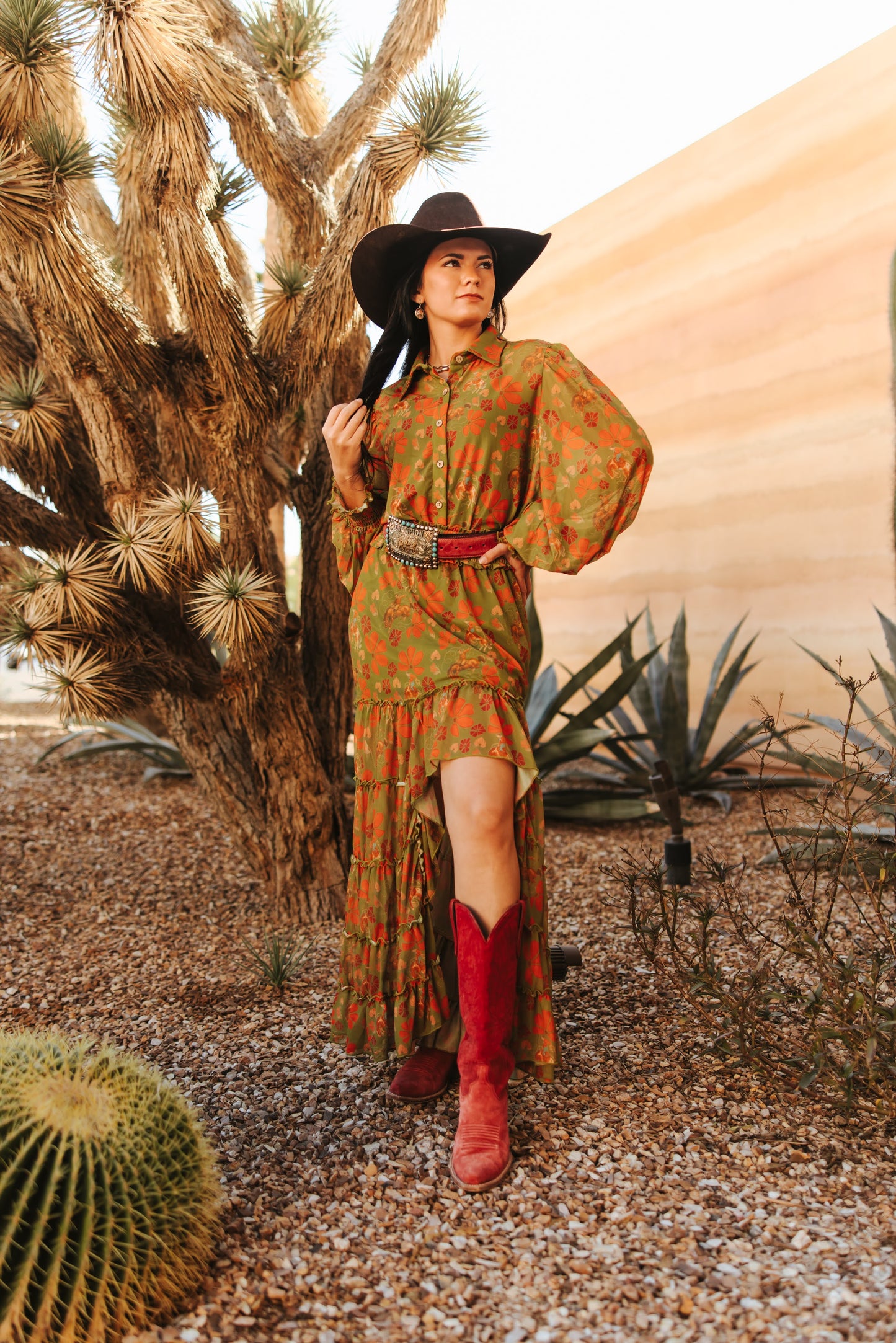 TH1400 OLIVE RETRO COWBOY MESH SKIRT (7 Piece)