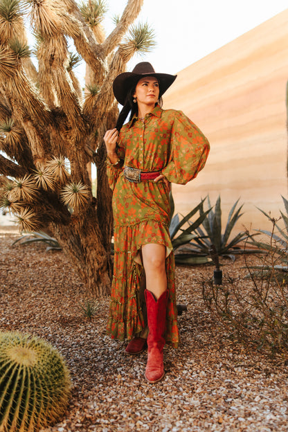TH1400 OLIVE RETRO COWBOY MESH SKIRT (7 Piece)