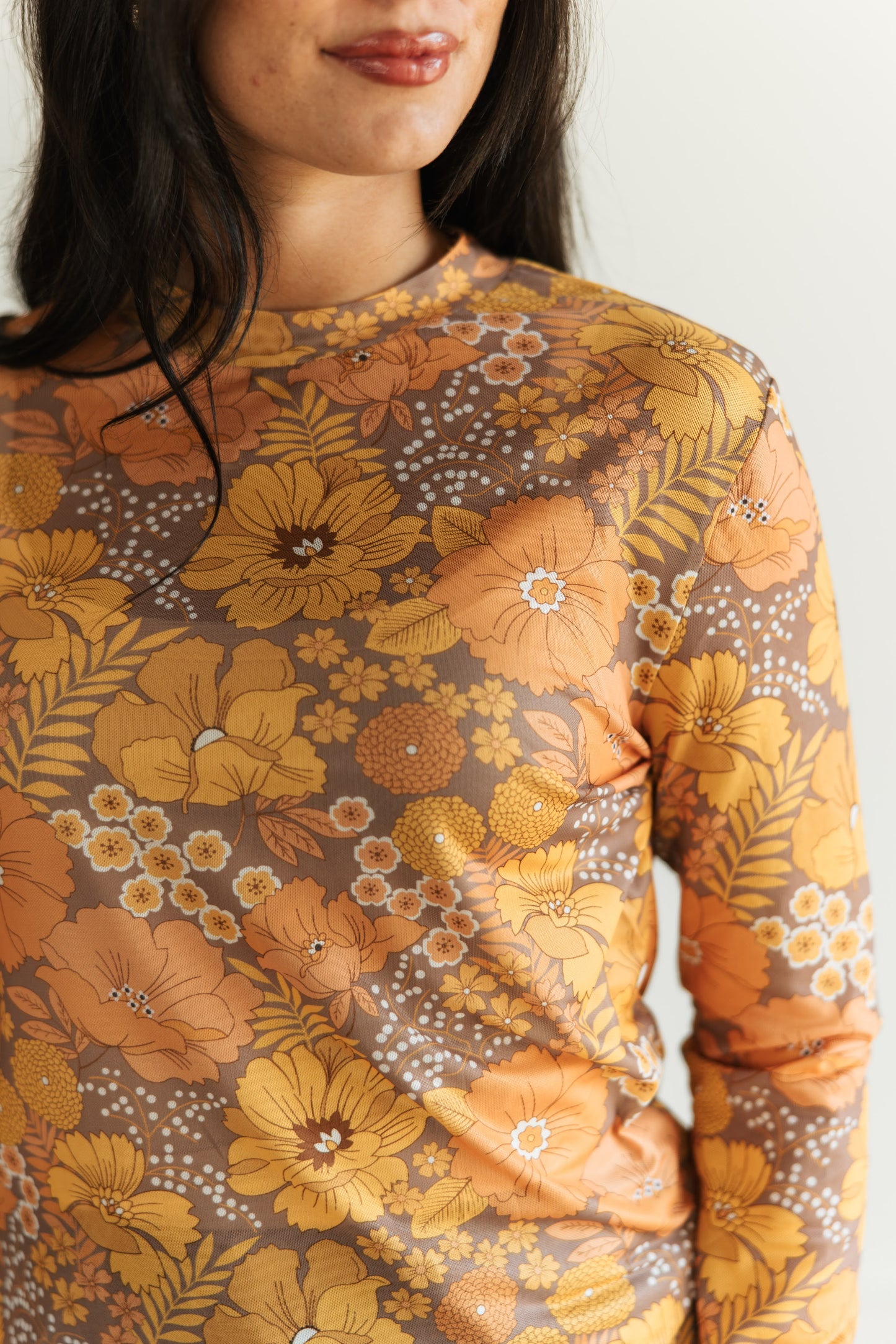 TH1221 VINTAGE FLORAL MESH TOP ( 1 Piece)