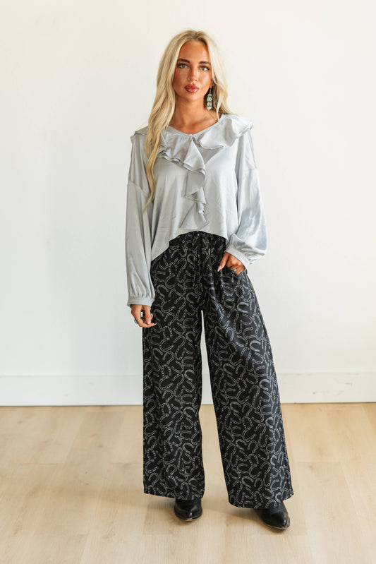 TH010 SATIN SILVER RUFFLE BLOUSE (7 Piece)