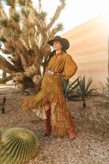 TH1400 OLIVE RETRO COWBOY MESH SKIRT (7 Piece)