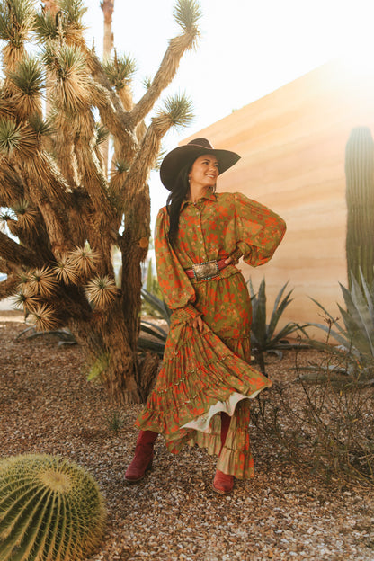 TH1400 OLIVE RETRO COWBOY MESH SKIRT (7 Piece)