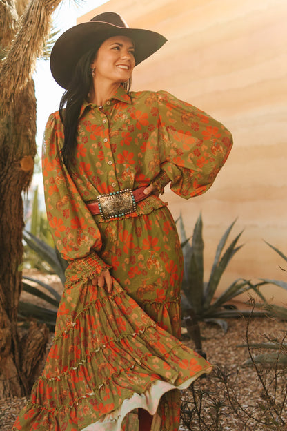 TH2784 OLIVE COWBOY MESH BLOUSE (7 Piece)