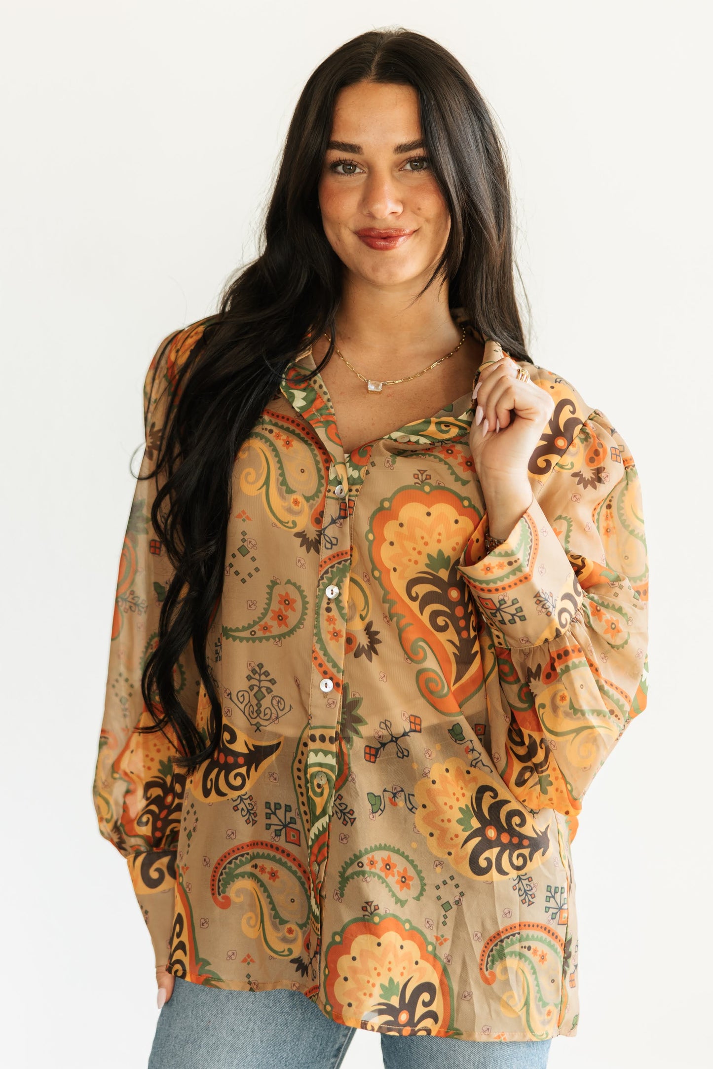 TH11 BROWN PAISLEY  BLOUSE (7 Piece)
