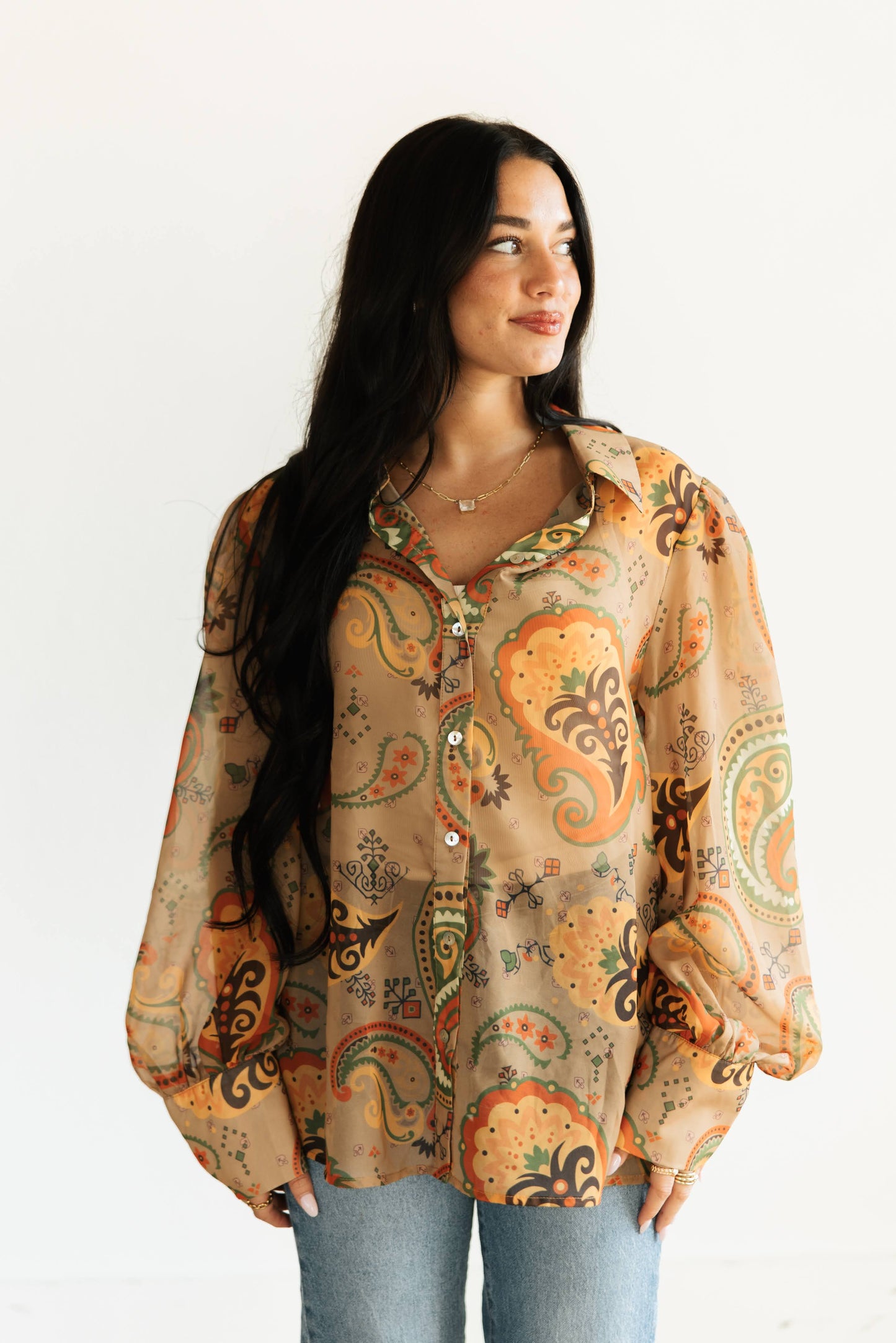 TH11 BROWN PAISLEY  BLOUSE (7 Piece)