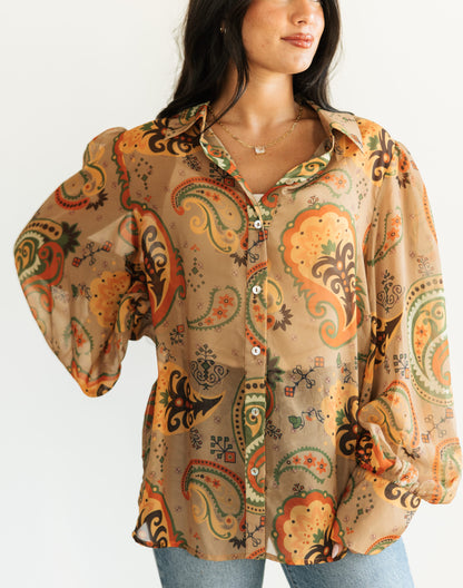 TH11 BROWN PAISLEY  BLOUSE (7 Piece)