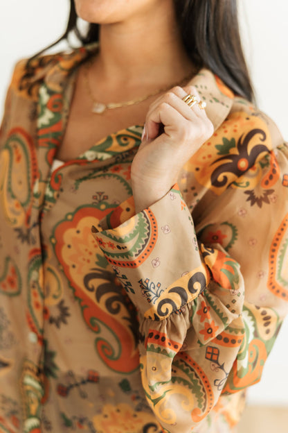 TH11 BROWN PAISLEY  BLOUSE (7 Piece)