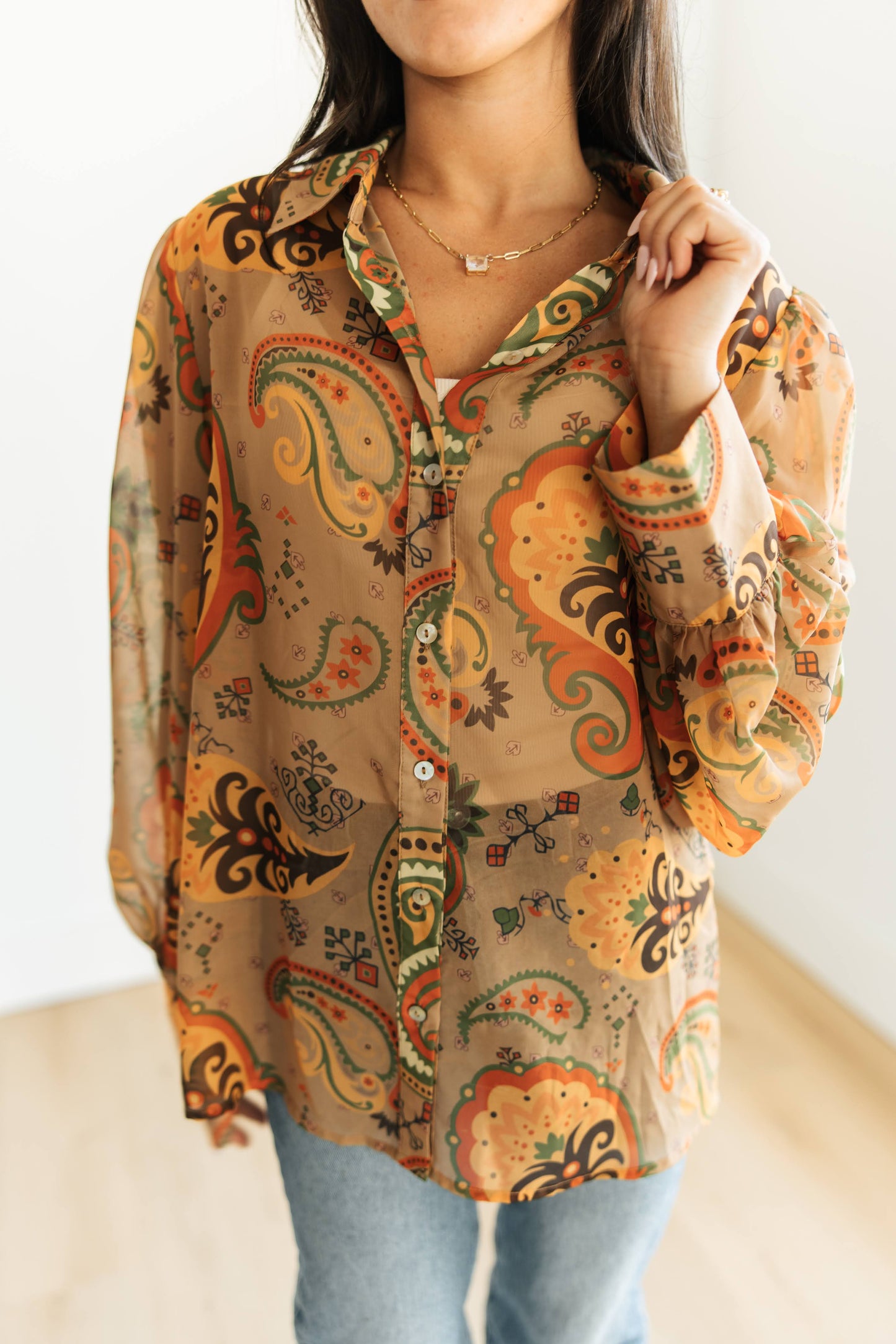 TH11 BROWN PAISLEY  BLOUSE (7 Piece)